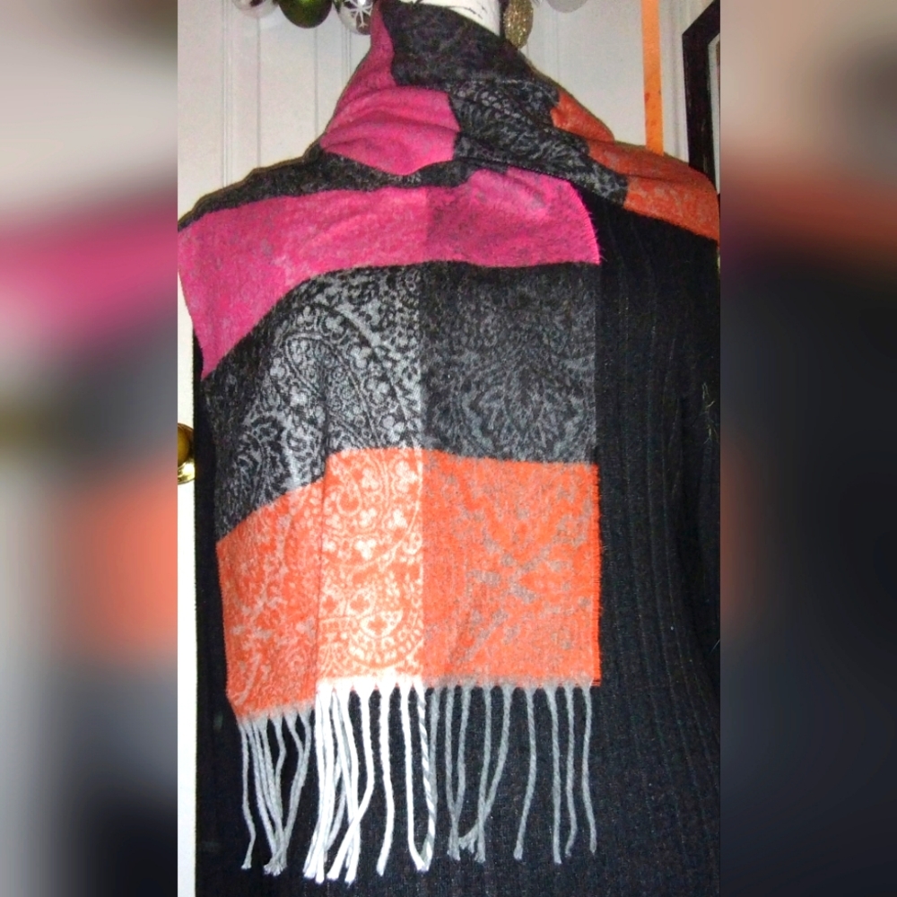 Nice, Pink, orange and Gray scarf#13